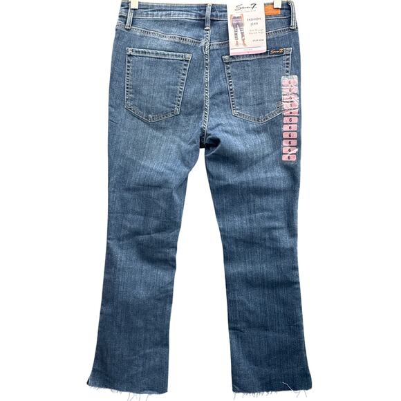 Seven 7 High Rise Step Hem Blue Denim Light Distressed Wash Jeans Women 6 NWT - Picture 2 of 8